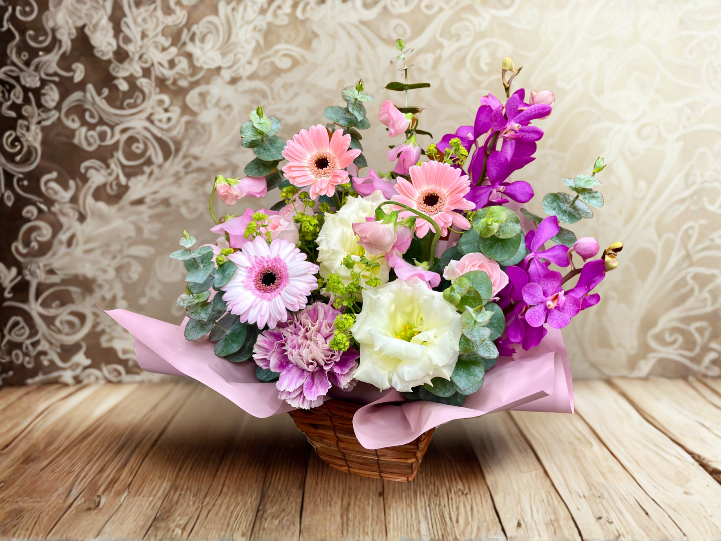 【気品を咲かせて】ピンク系のエレガントアレンジメント