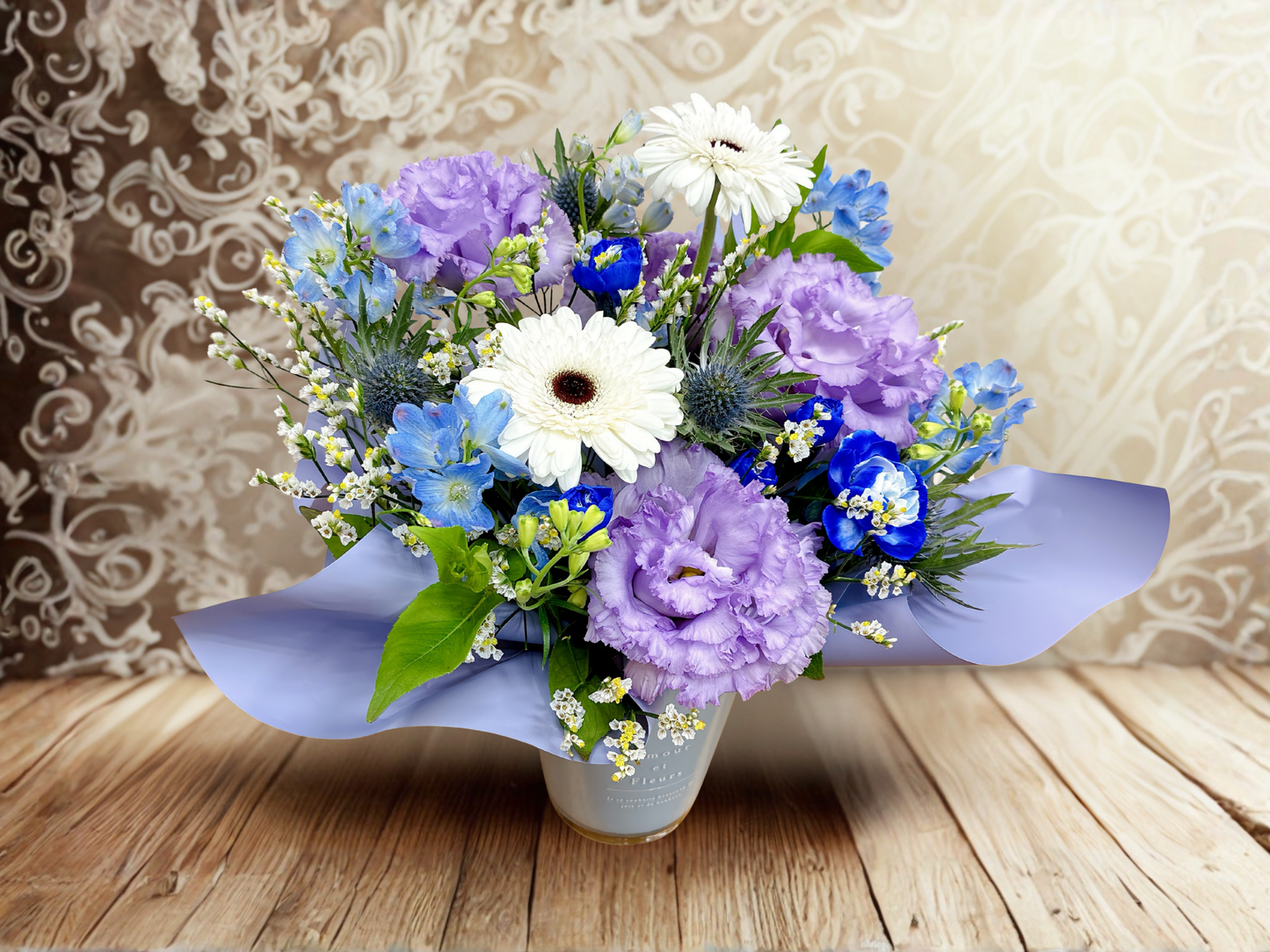 【凛とした彩り】ブルー&ラベンダーの大人アレンジメント