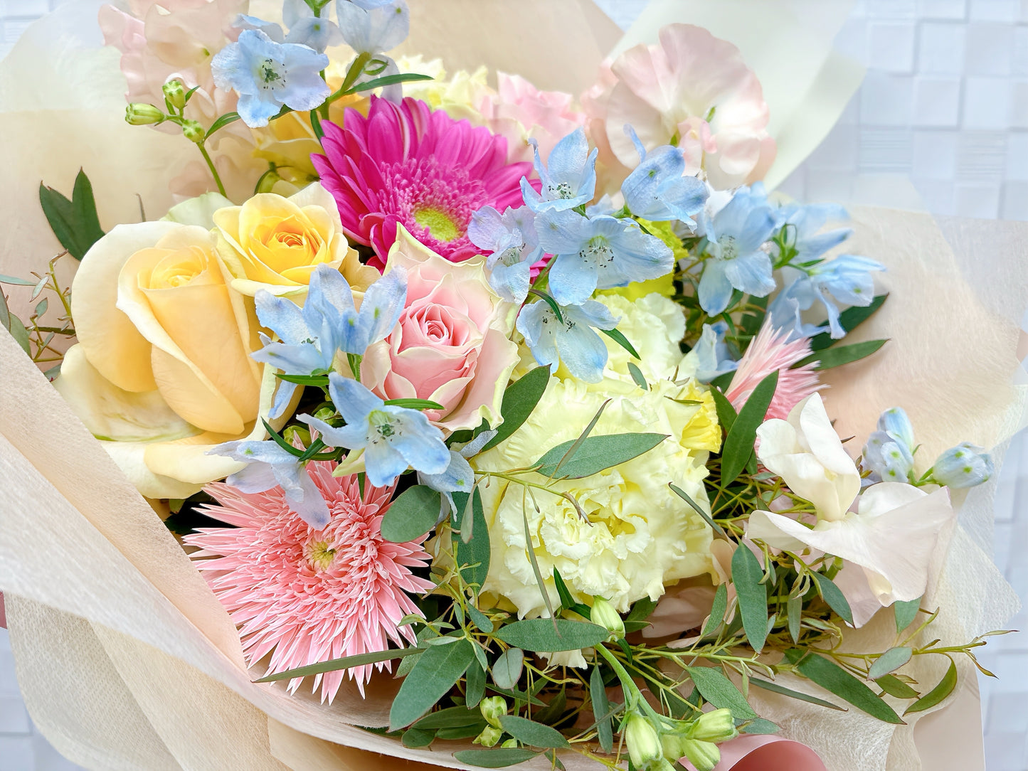 【春色を束ねて】パステルミックスのナチュラルブーケ